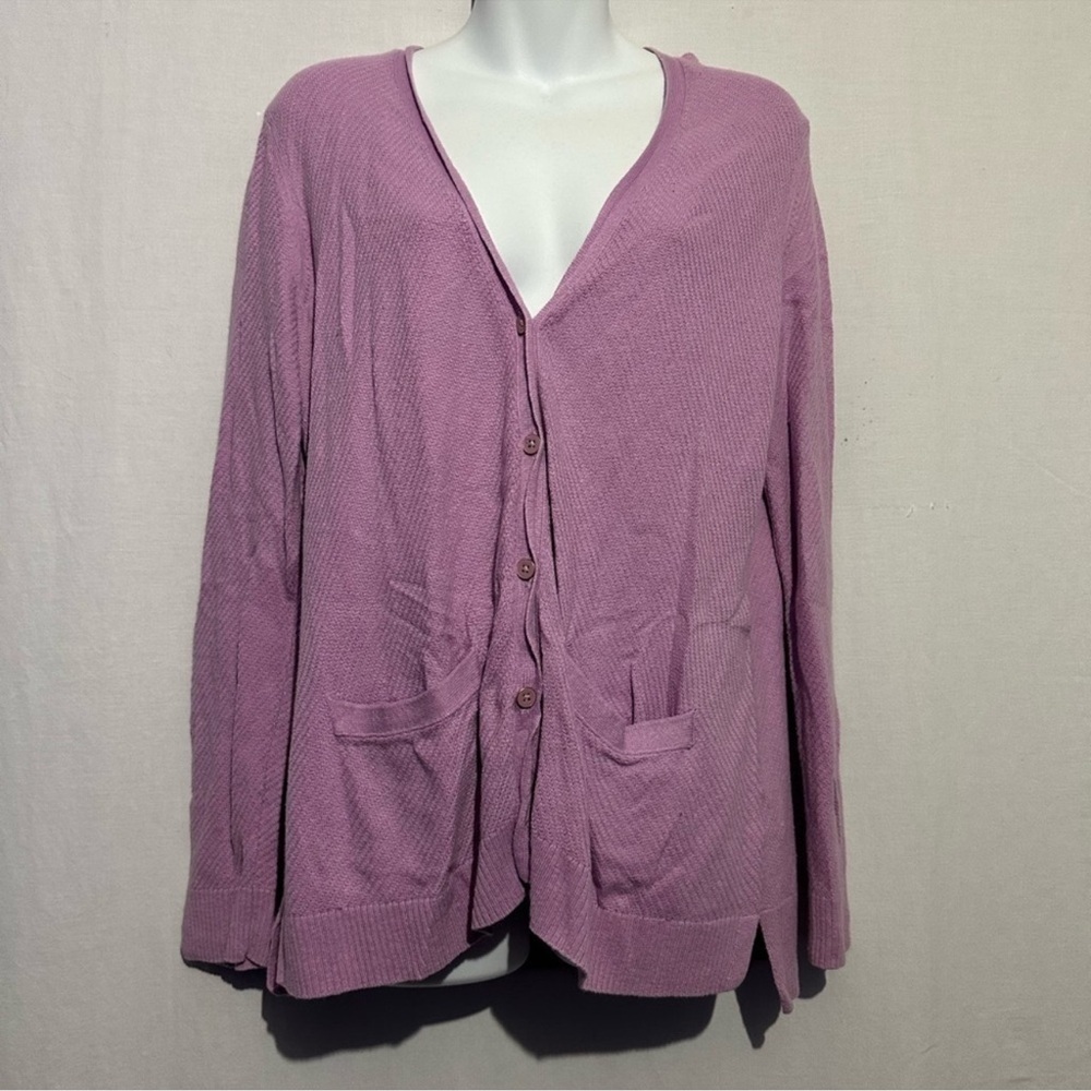 Talbots Women’s Purple Textured Button Front Cardigan Sweater Size L - Picture 5 of 5